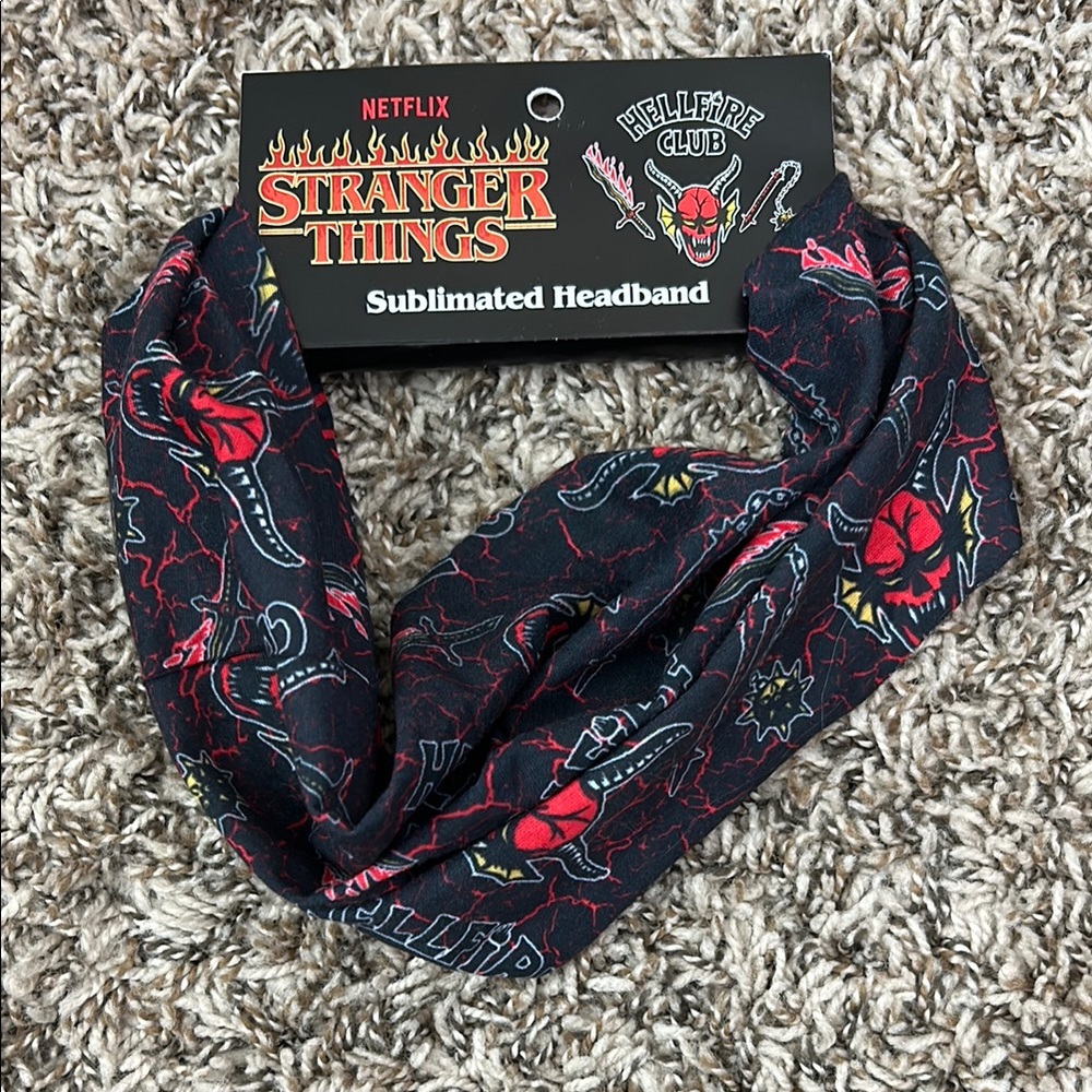 Netflix Stranger Things "Hellfire Club" Black & Red Sublimated Headband
